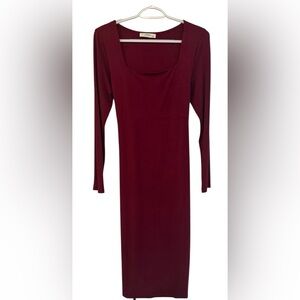 Hello MIZ Maternity Wine Long Sleeve Dress